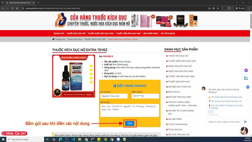 Đặt mua thuốc kích dục chính hãng tại Cửa Hàng Tình Dục